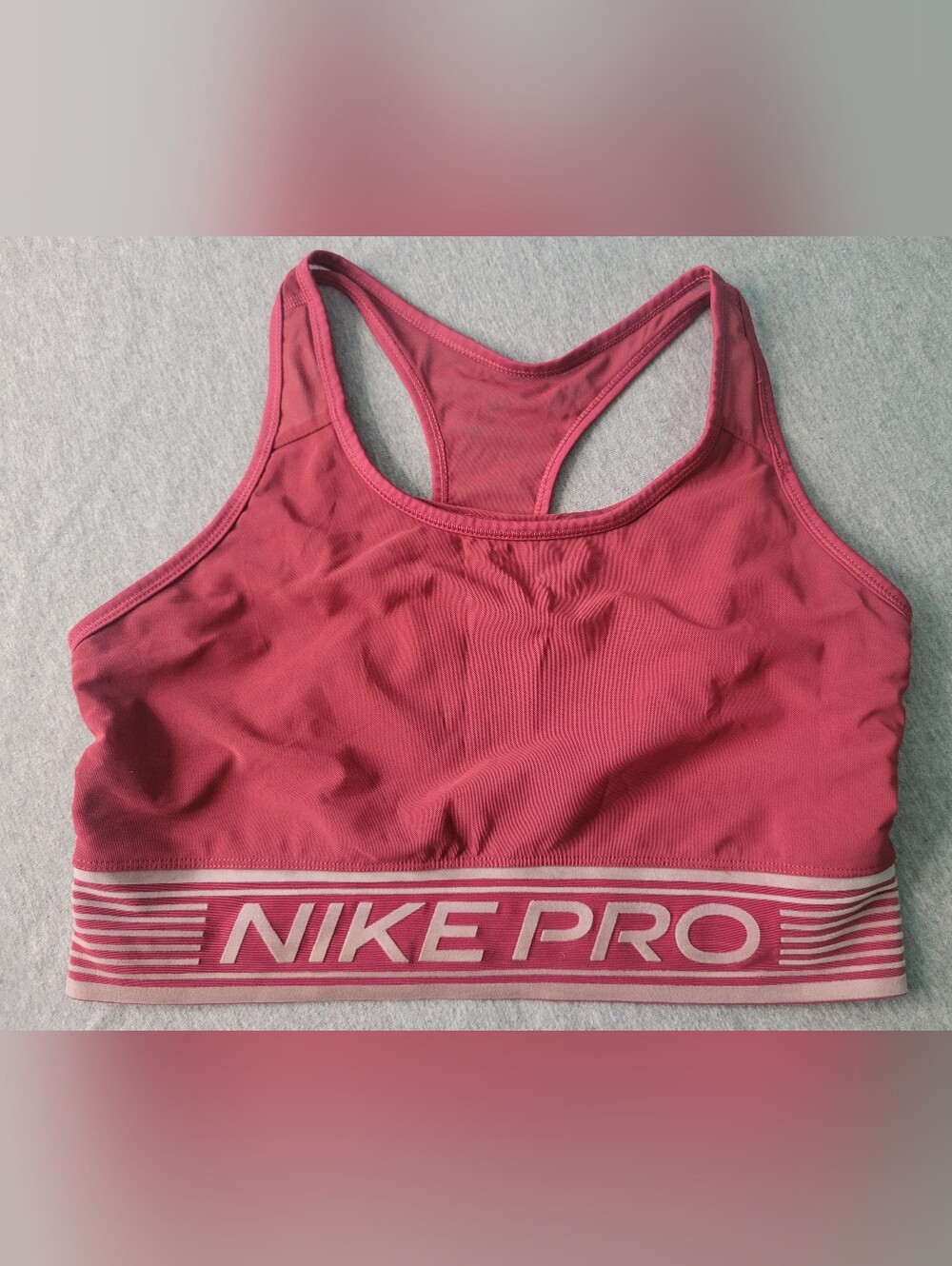 Red Women Racerback Sport Bra Nike Pro Sz XL 56323 Training Wireless Exercise